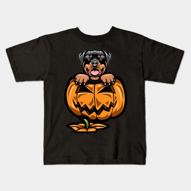 Halloween Rottweiler Pumpkin Kids T-Shirt by IPRINT